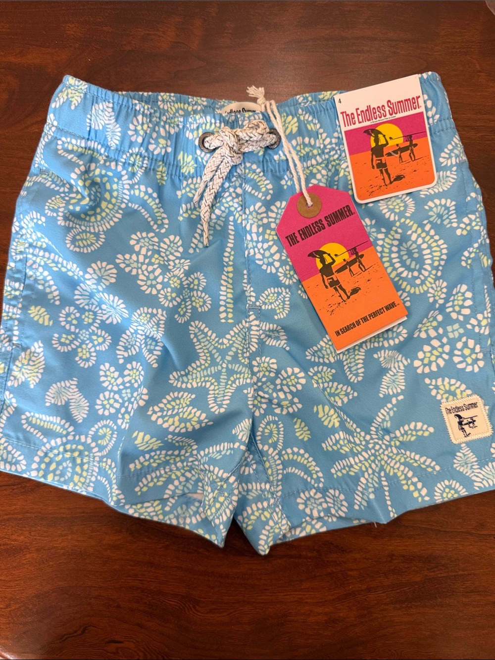 The endless summer boys size 4 little kids Turtles volley swim trunks NWT